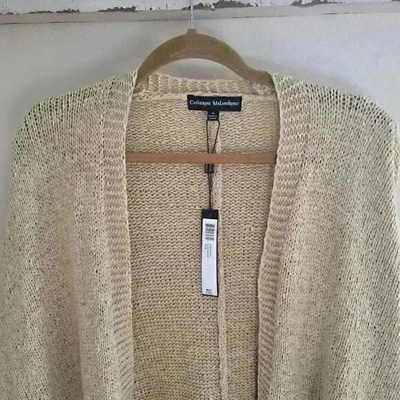 Catherine Malandrino Tan Cardigan Sweater Size Medium - Picture 3 of 6